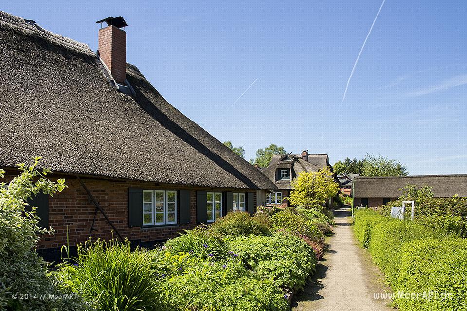 Das Fischerdorf Gothmund bietet mit seinen alten Reetdachhäusern, den kleinen Holzstegen und den Fischerbooten, eine malerische Kulisse // Foto: MeerART