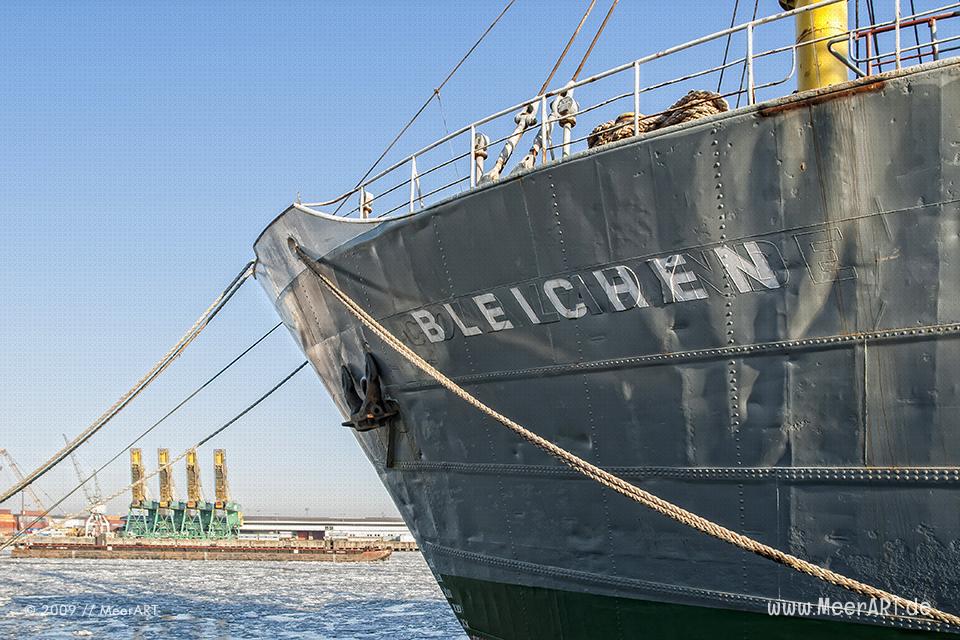 Der Stückgutfrachter und maritimes Kulturdenkmal „MS BLEICHEN“ an seinem Liegeplatz im Hansahafen in Hamburg // Foto: MeerART