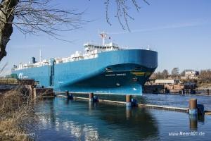 Die „ARABIAN BREEZE“ verlässt den Nord-Ostsee-Kanal // Foto: MeerART