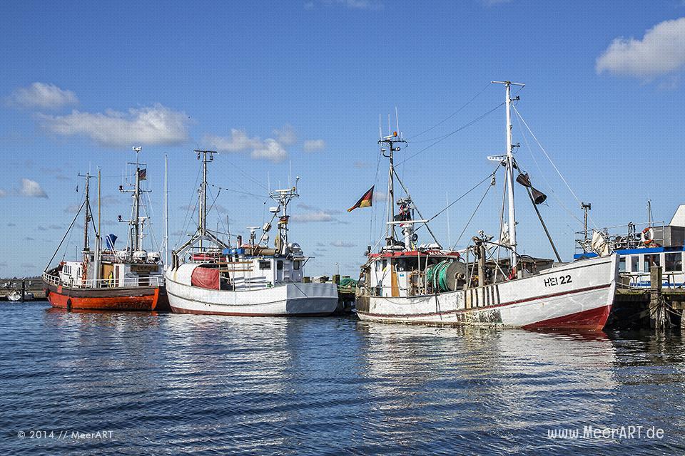 Fischerboote an ihrem Liegeplatz im Ostseehafen von Heikendorf/Möltenort - Das Motiv ist als Wandbild vom Meer bei uns erhältlich // Foto: MeerART