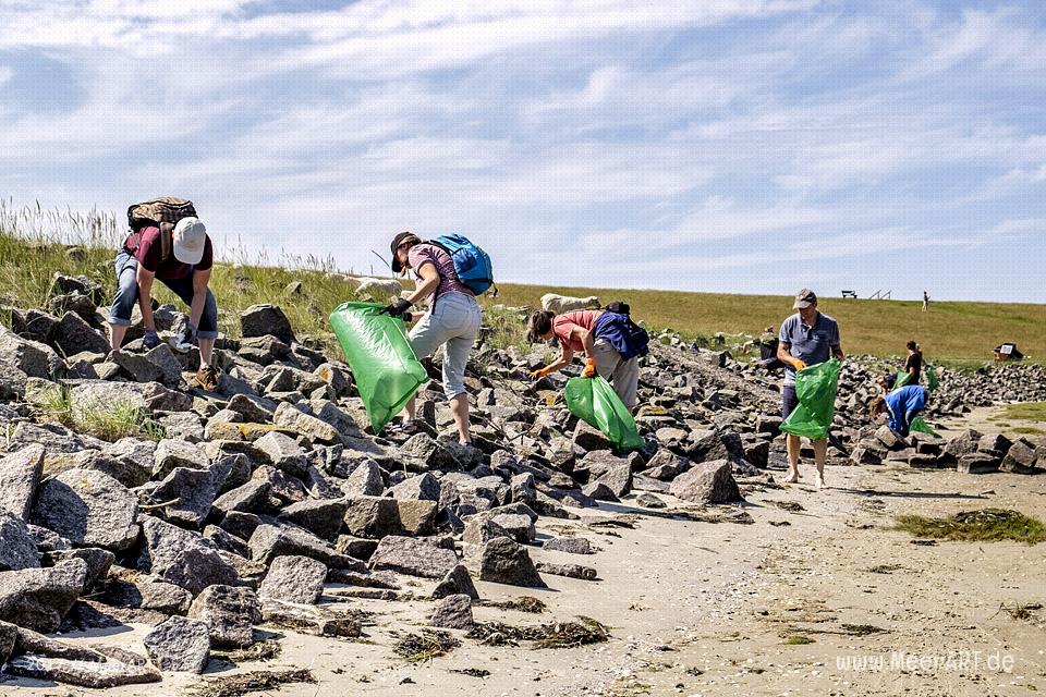 Müllsammelaktion beim Nordfriesland Daag am 14.07.2017 in Westerhever zwischen Stufhusen und der Lammerswarft // Foto: MeerART / R. Kerpa