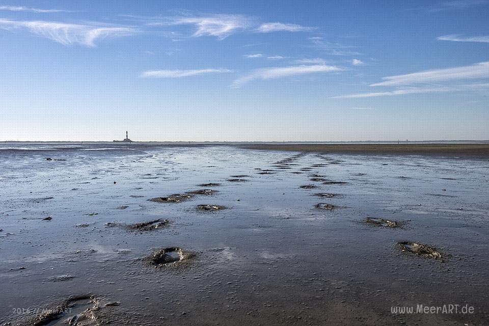 Ein sonniger Sommervormittag an der Nordsee im Watt und auf der Sandbank vor Westerhever // Foto: MeerART