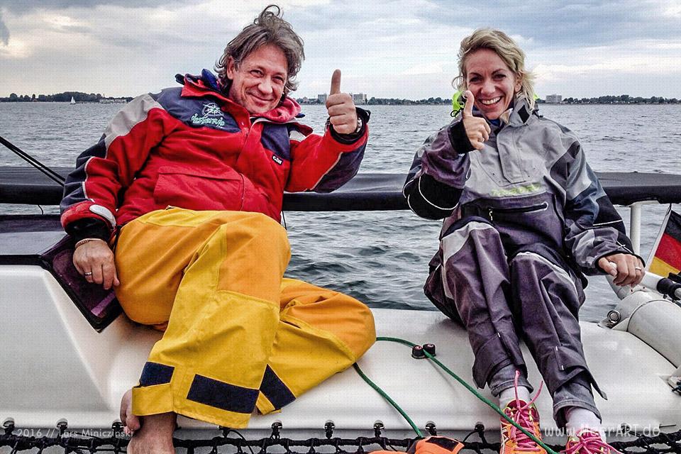 Segelturn mit Lars und seinem Katamaran "Desperado" auf der Ostsee vor Fehmarn // Foto: Lars Miniczinski