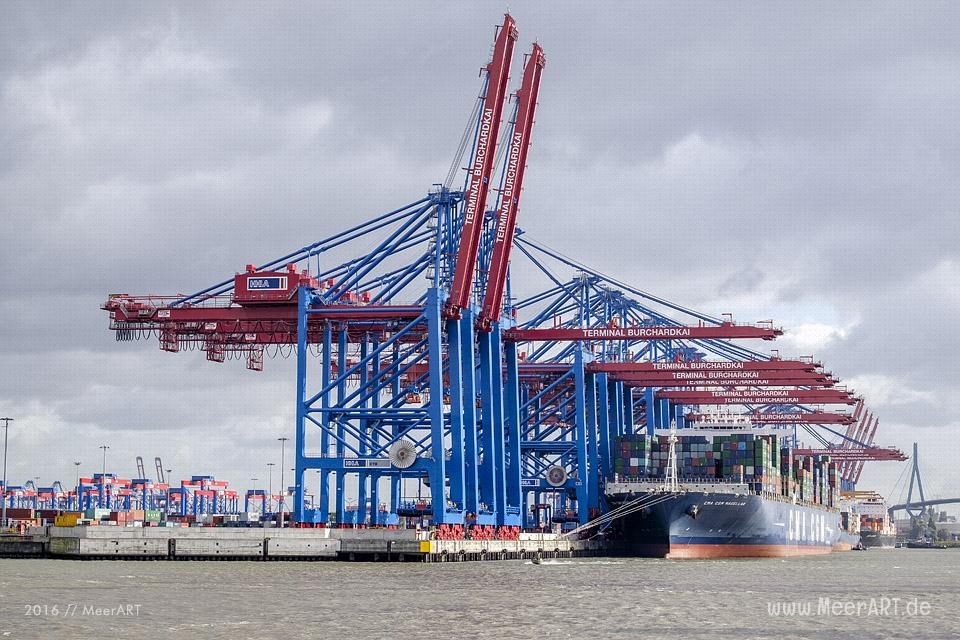 Blick auf das Containerterminal BURCHARDKAI im Hamburger Hafen // Foto: MeerART