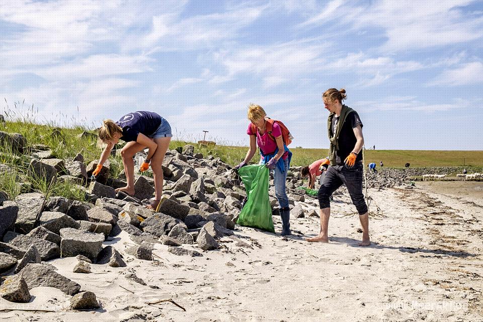 Müllsammelaktion beim Nordfriesland Daag am 14.07.2017 in Westerhever zwischen Stufhusen und der Lammerswarft // Foto: MeerART / R. Kerpa