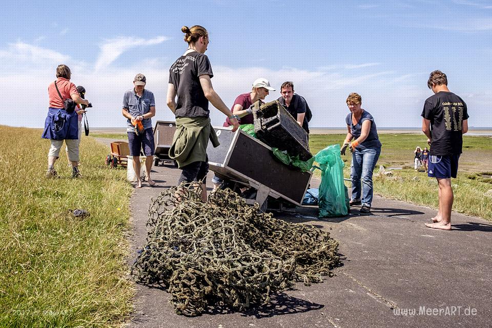 Müllsammelaktion beim Nordfriesland Daag am 14.07.2017 in Westerhever zwischen Stufhusen und der Lammerswarft // Foto: MeerART / R. Kerpa
