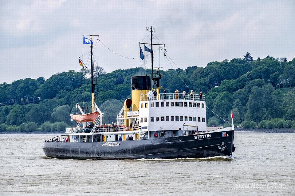 Der Dampfeisbrecher "STETTIN" am 20.05.2017 auf der Elbe vor dem Hans-Leip-Ufer // Foto: Ralph Kerpa