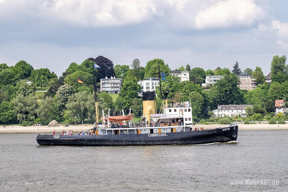 Der Dampfeisbrecher "STETTIN" am 20.05.2017 auf der Elbe vor dem Hans-Leip-Ufer // Foto: Ralph Kerpa
