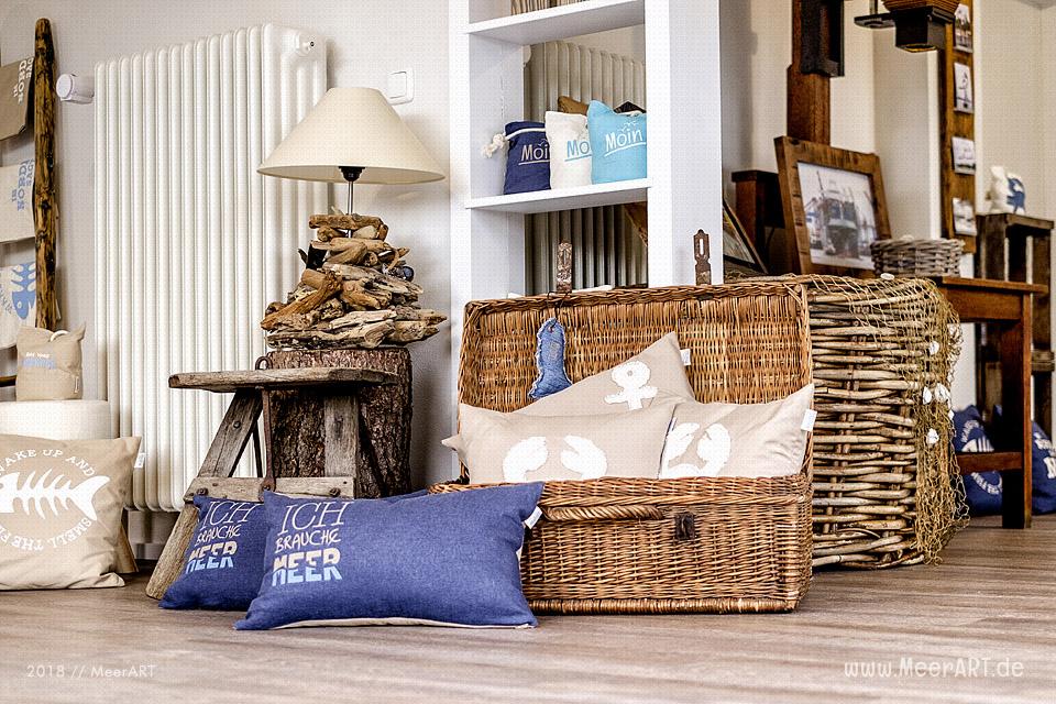 Das Atelier „MeerART / För to Huus“ in Langenhorn (Nordfriesland) mit handgefertigten Wohnaccessoires und Rahmen mit maritimen Motiven // Foto: MeerART