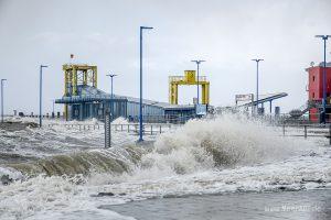 Das Sturmtief Sabine trifft auf die Westküste hier an der Küste in Dagebüll // Foto: Dagebüll