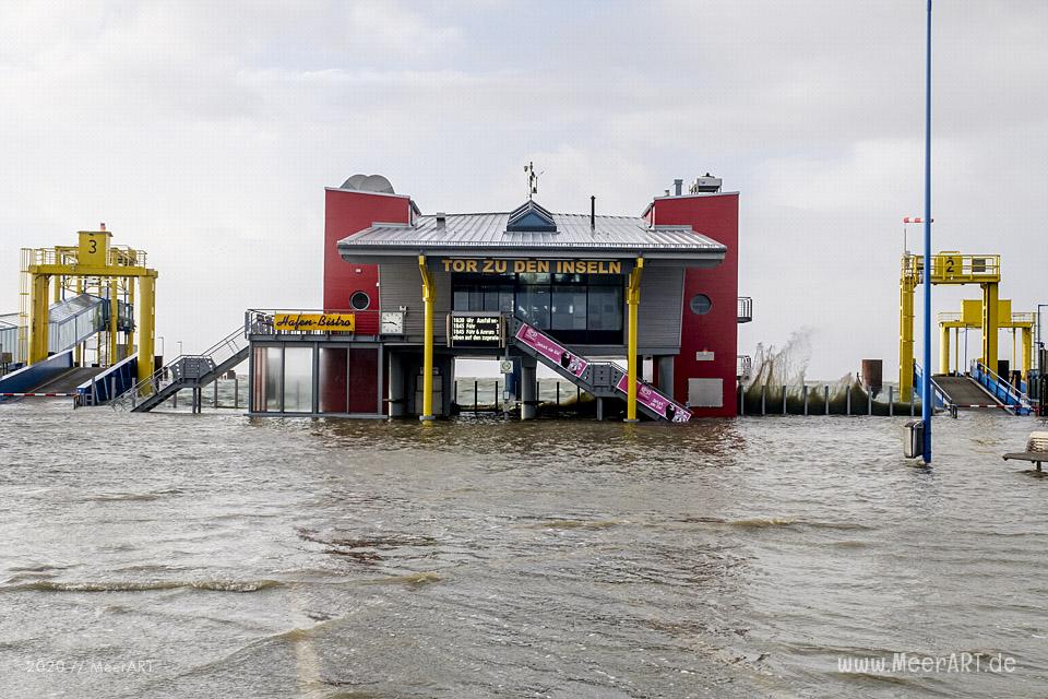 Das Sturmtief Sabine trifft auf die Westküste hier an der Küste in Dagebüll // Foto: Dagebüll