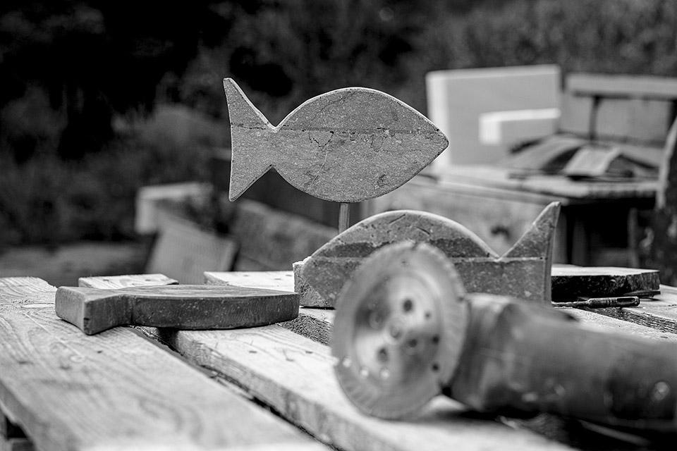 Reportage beim Steinmetz Wilfried Christiansen in Spinkebüll / Nordfriesland