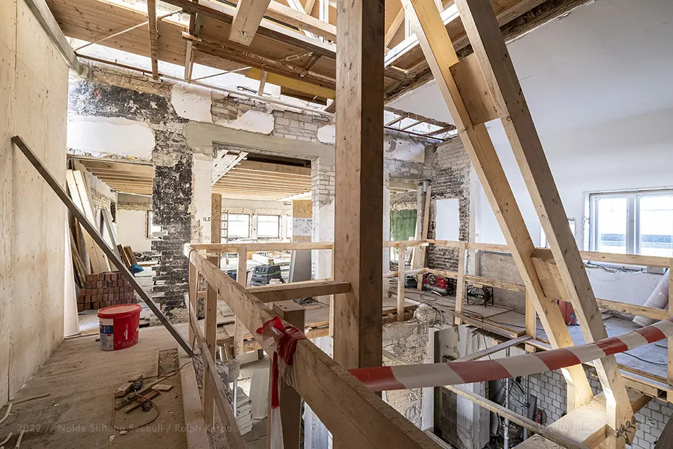 Nolde Haus - Das Kabinett während der Sanierung im November 2020 // Foto: Nolde Stiftung Seebüll / Ralph Kerpa