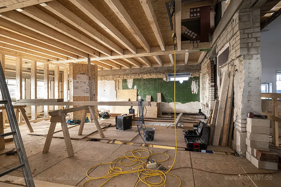 Nolde Haus - Das Kabinett während der Sanierung im Dezember 2020 // Foto: Nolde Stiftung Seebüll / Ralph Kerpa