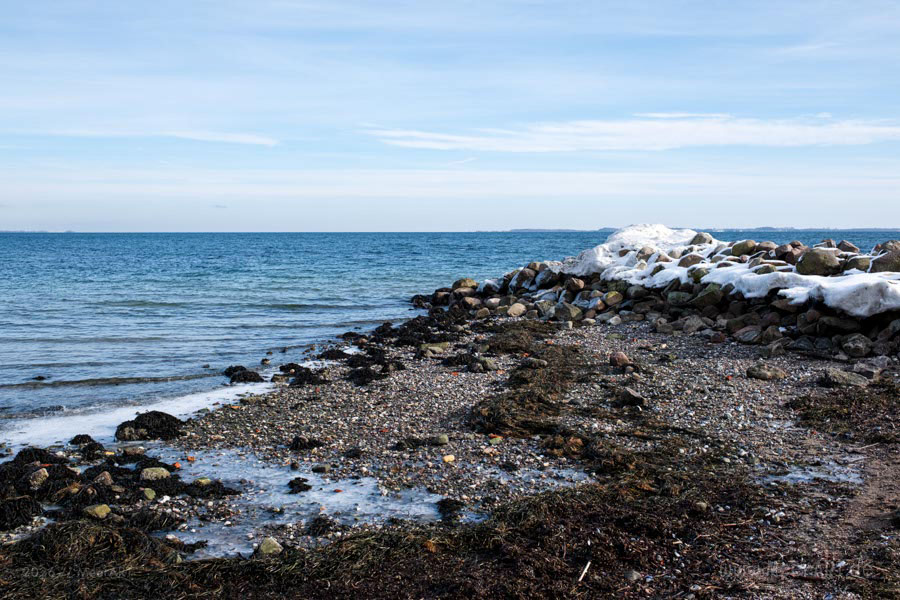 Der Naturstrand in Norgaardholz an der Flensburger Förde im Winter 2026 // Foto: MeerART / Ralph Kerpa